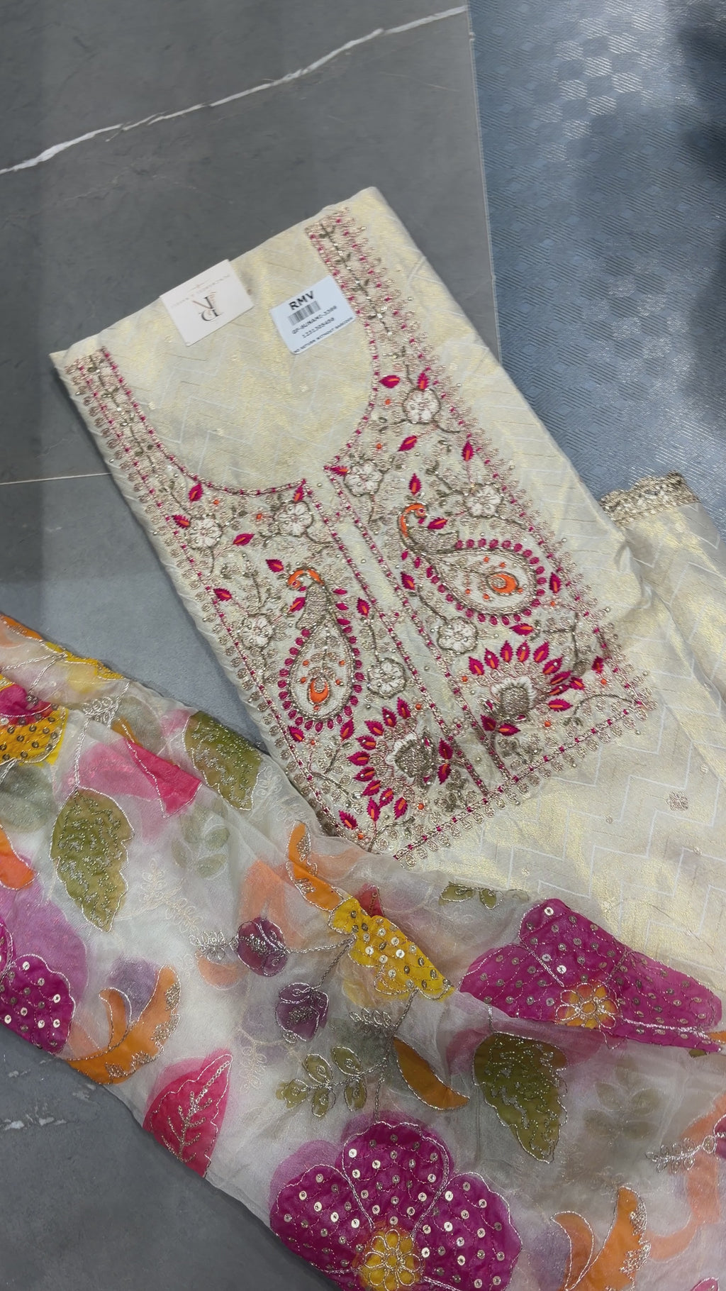 Ivory Peacock Embroidered Suit Set