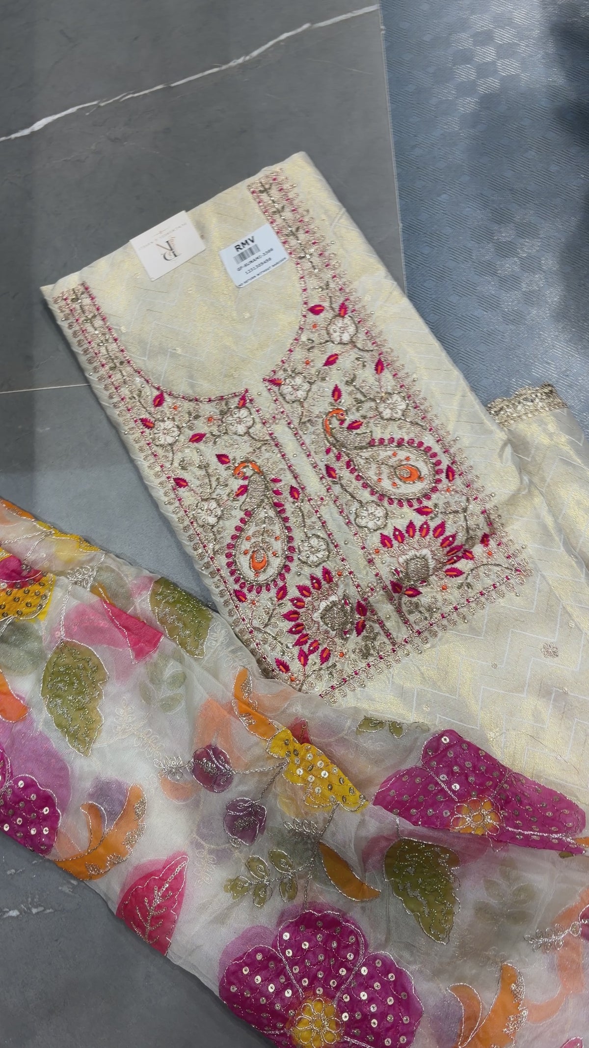 Ivory Peacock Embroidered Suit Set