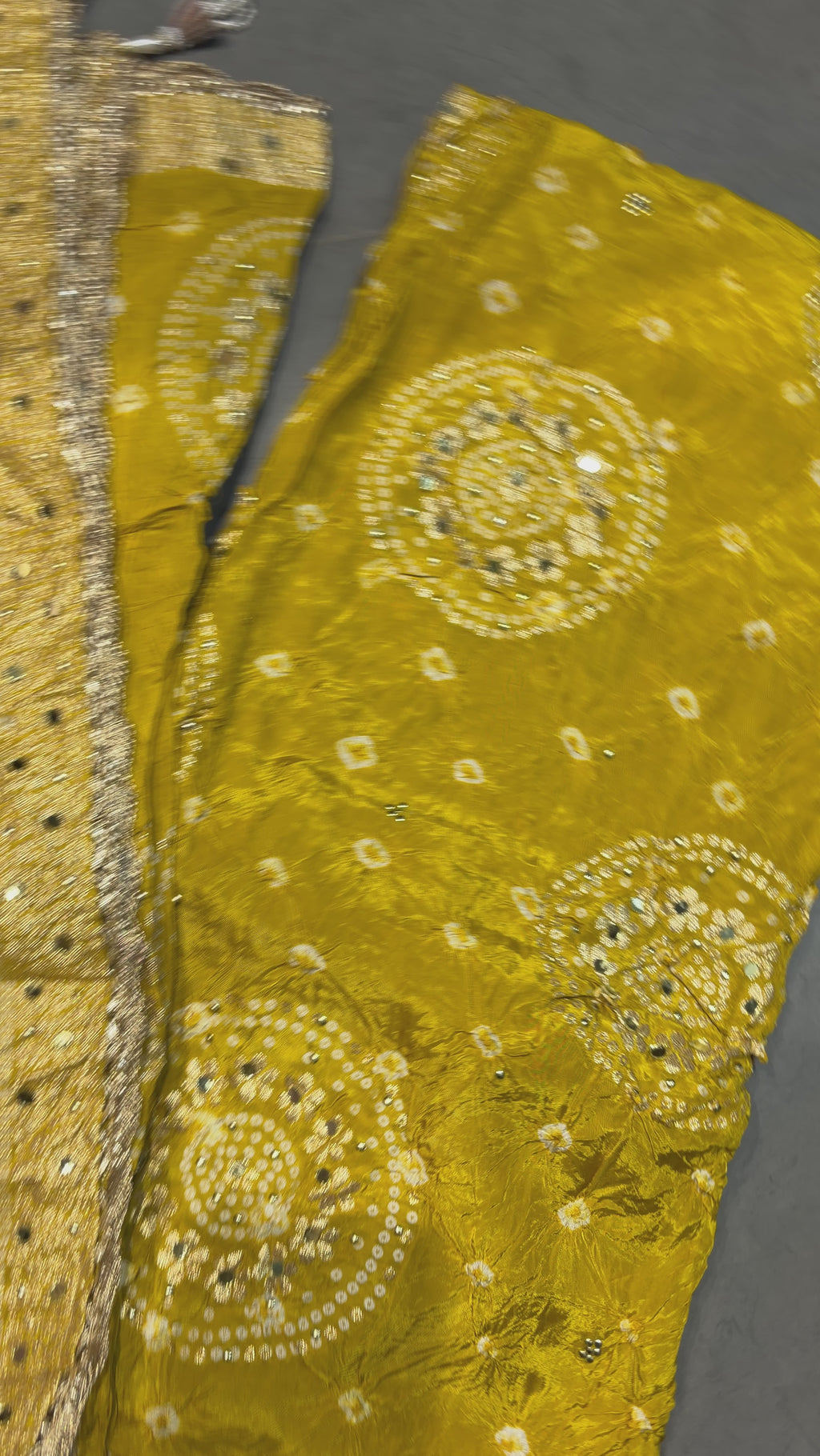 Mustard Gold Bandhani Embellished Suit Set