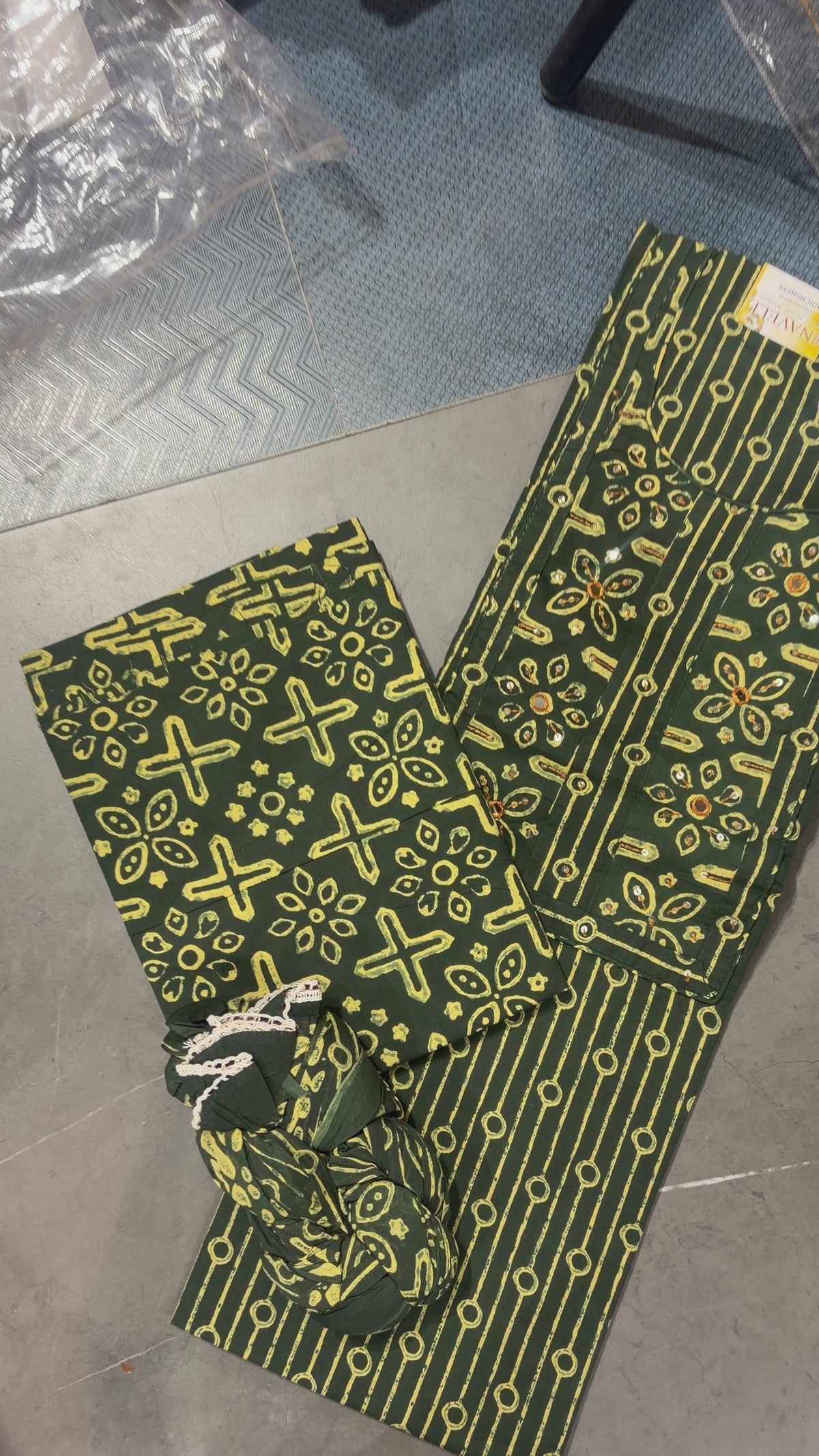 Olive Aura Printed Suit Set