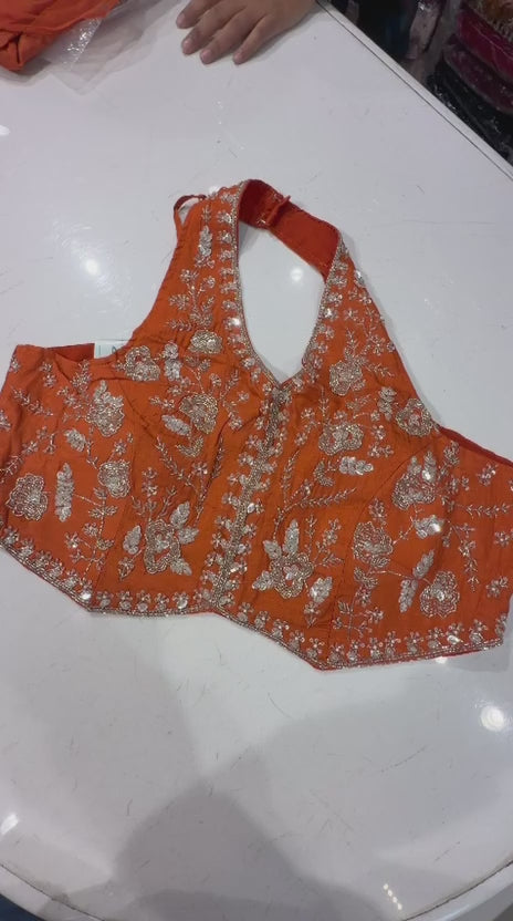 Mishri Red & Rust Chinon Indo-Fusion Set